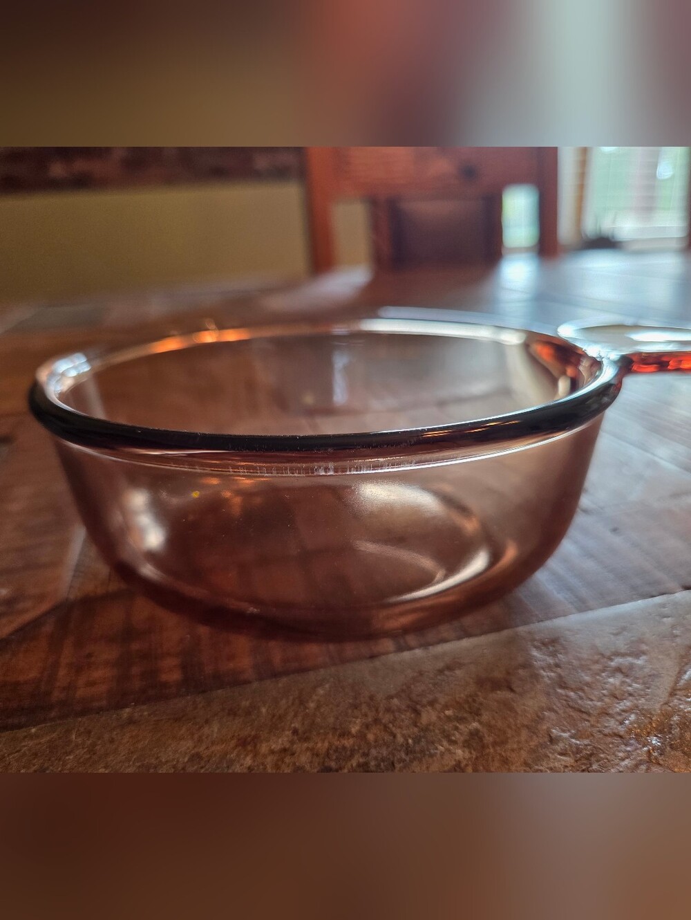Share Vintage Corning Vision Amber Glass Bowl V-150-B USA 5.5” Handled Dish